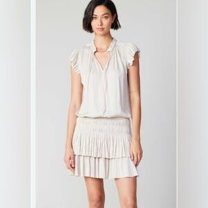 Current Air Cream Pleated Mini Dress